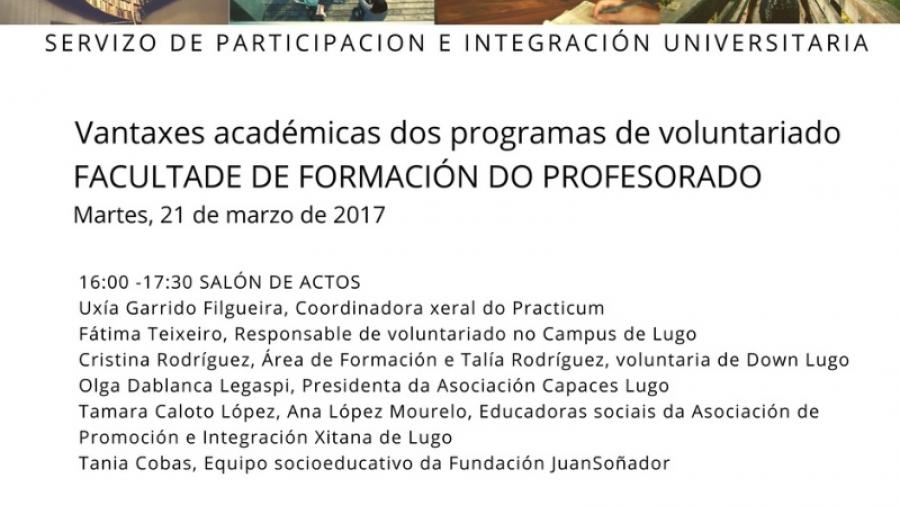 Jornada sobre programas de voluntariado y ventajas académicas para el estudiantado en Formación del Profesorado
