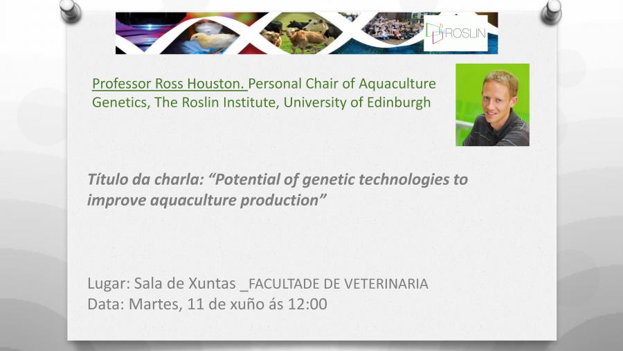 O profesor da Universidade de Edimburgo Ross Houston falará de tecnoloxía xenética na acuicultura o 11 de xuño en Veterinaria