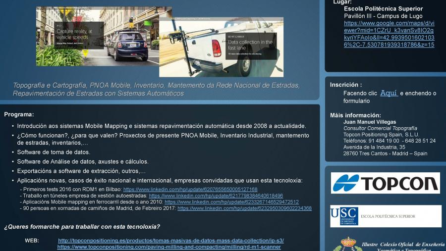 La EPS del Campus Terra de la USC acoge una jornada sobre Mobile Mapping y Perfilómetro