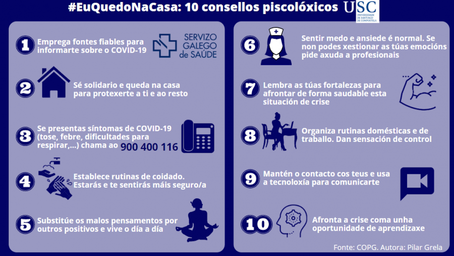 Recomendacións do Decanato da Facultade de Psicoloxía, xunto co Colexio Oficial de Psicoloxía de Galicia