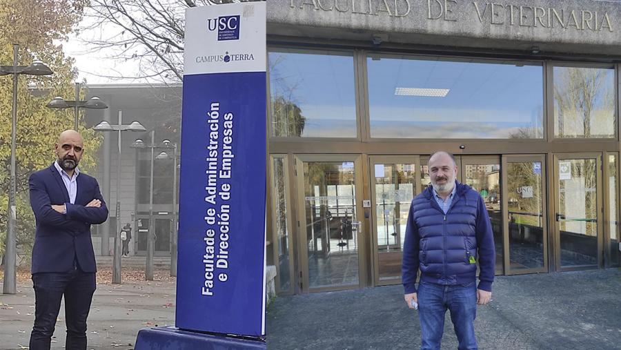 Roberto Bande, decano da Facultade de ADE, e Gonzalo Fernández, decano da Facultade de Veterinaria