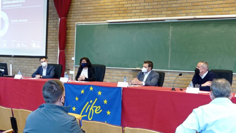 De esquerda a dereita, Pablo Rivera, Montserrat Valcárcel, Álvaro Santos e Manuel Guaita, na apertura do curso na EPS de Enxeñaría