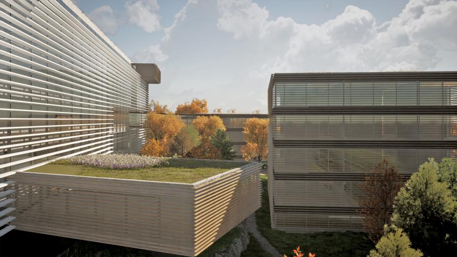 Recreación parcial do novo centro de Ciencias da Saúde da USC