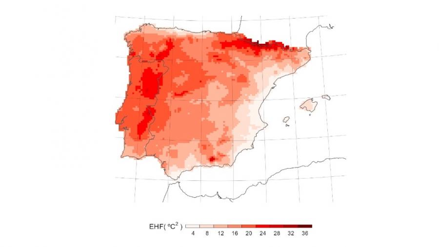 As maiores intensidades obsérvanse no oeste peninsular e zonas montañosas, e as menores no litoral mediterráneo
