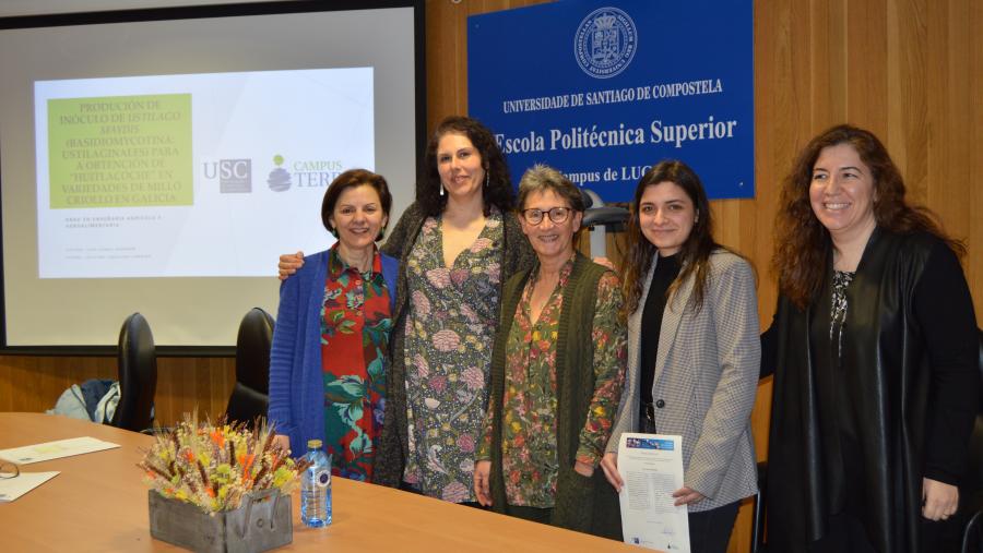 De esquerda a dereita, Romero, Fernández, Cabaleiro, Gómez e Iniesto, na EPS de Enxeñaría de Lugo