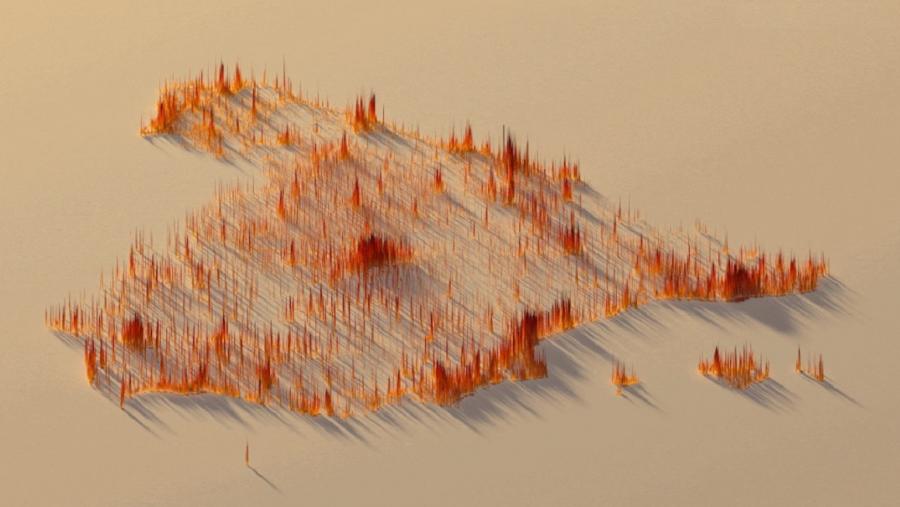 Distribución dos asentamentos en 2020