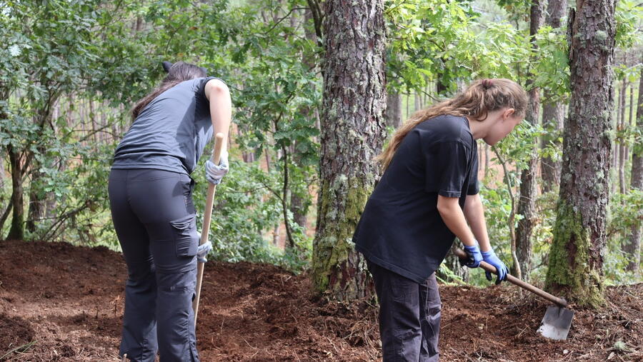 Traballo dos voluntarios e voluntarias no xacemento. Foto: Fortalezas da fronteira