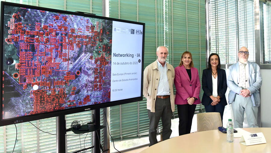 De esquerda a dereita, Luis Cueto-Álvarez, María José López Couso, Laura Lojo e Xavier Donato. Foto: Santi Alvite